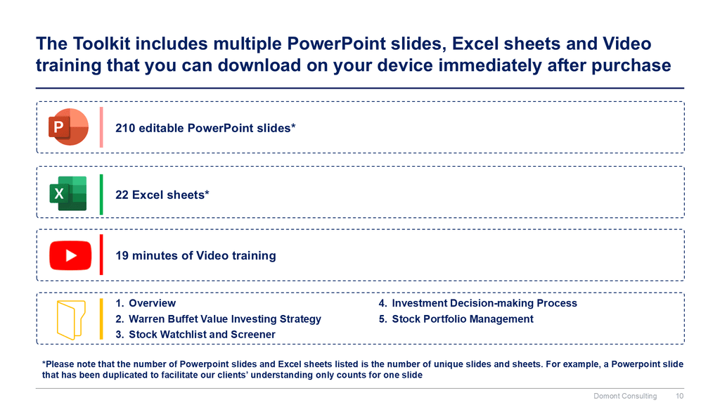 Warren Buffet Value Investing Strategy Toolkit-Domont Consulting