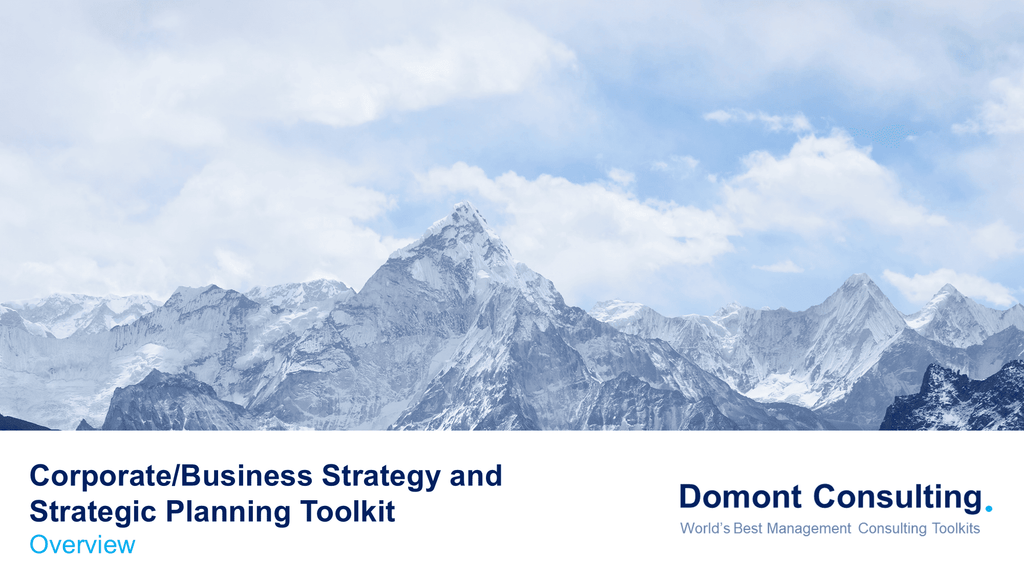 Corporate/Business Strategy and Strategic Planning Toolkit