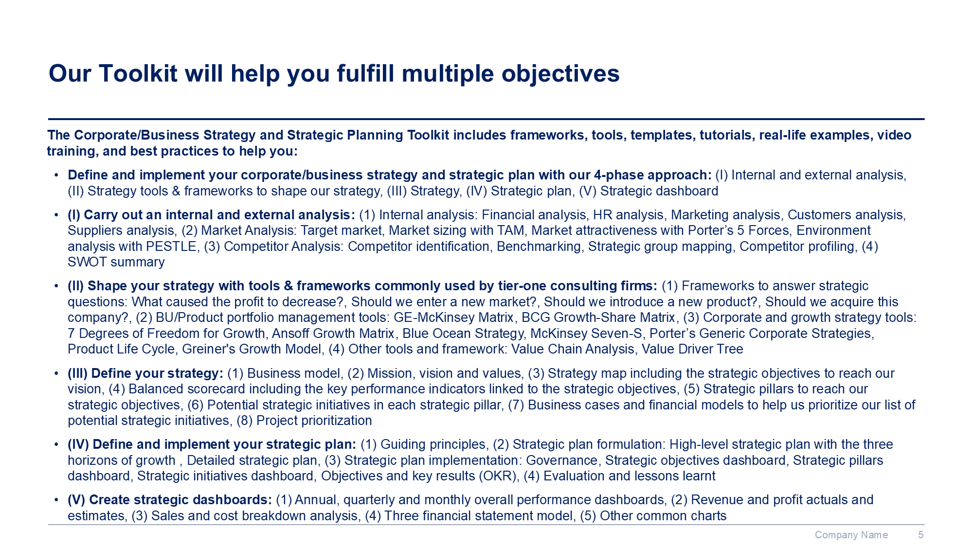 Corporate/Business Strategy & Strategic Planning Toolkit | Ex-McKinsey