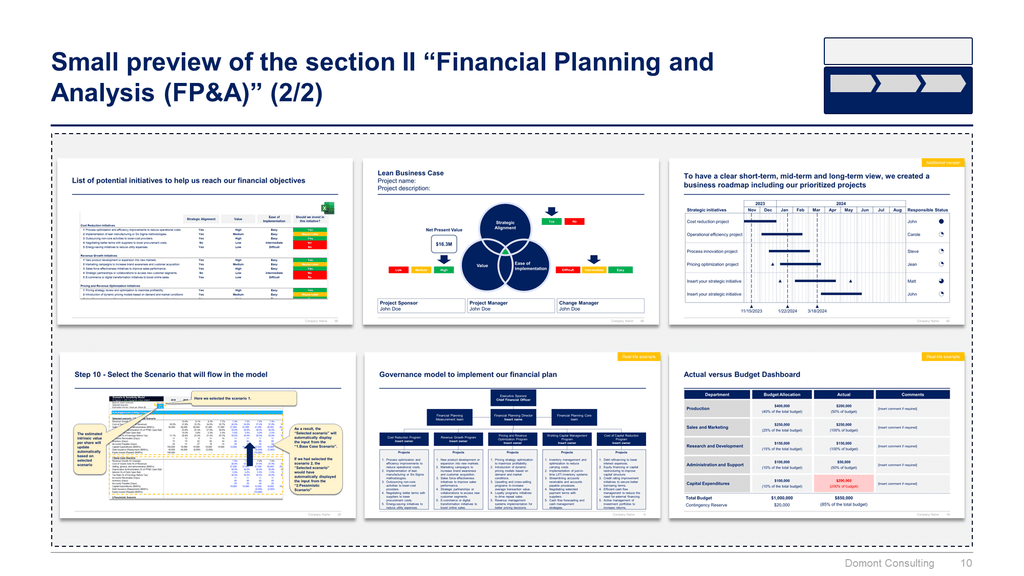 Financial Modeling, Planning & Analysis Toolkit-Domont Consulting