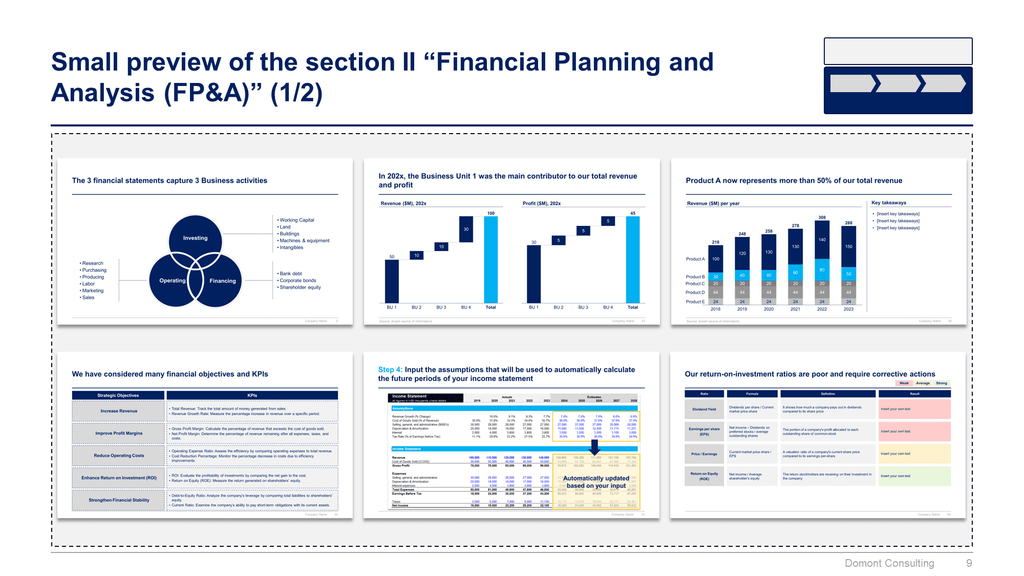 Financial Modeling, Planning & Analysis Toolkit-Domont Consulting