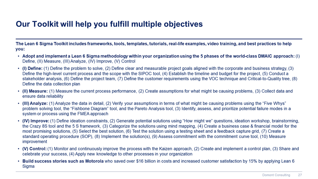 Lean 6 Sigma Toolkit-Domont Consulting