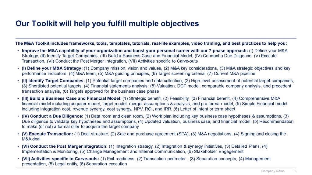 Mergers and Acquisitions Toolkit-Domont Consulting