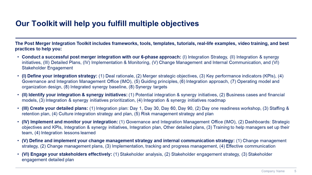 Post Merger Integration Toolkit-Domont Consulting