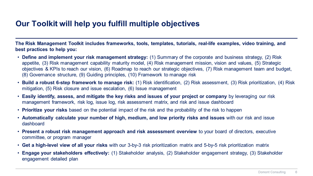 Risk Management Toolkit-Domont Consulting