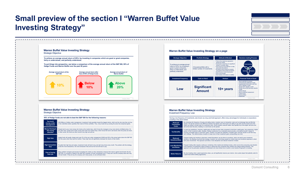 Warren Buffet Value Investing Strategy Toolkit-Domont Consulting